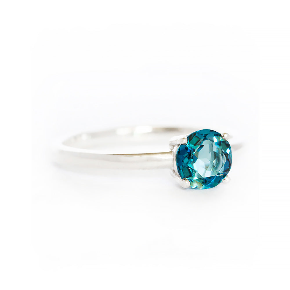 Round cut London Blue Topaz Solitaire Ring - Victoria's Jewellery