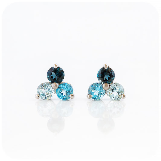 blue topaz ombre trilogy stud earring
