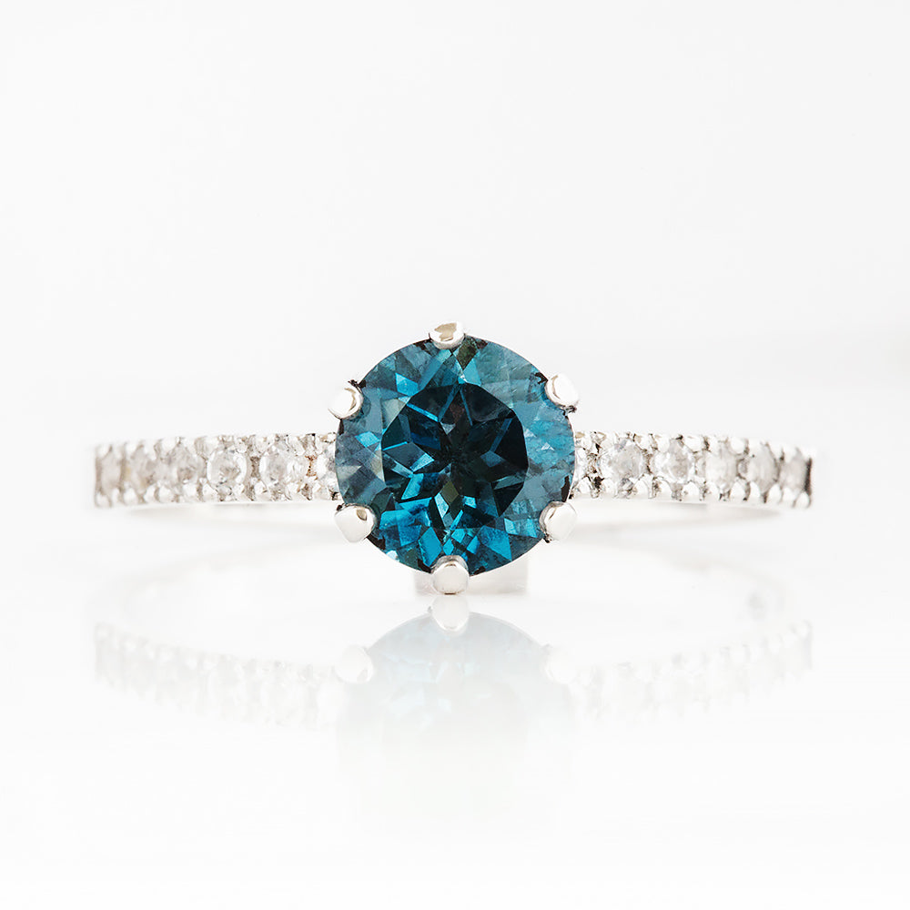 Lydia, London Blue Topaz and Diamond Ring