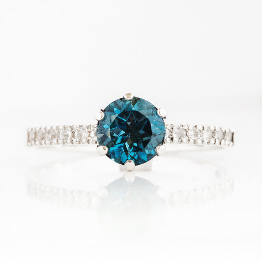 Lydia, London Blue Topaz and Diamond Ring
