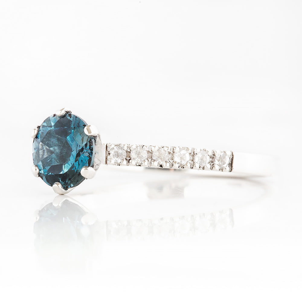 Lydia, London Blue Topaz and Diamond Ring