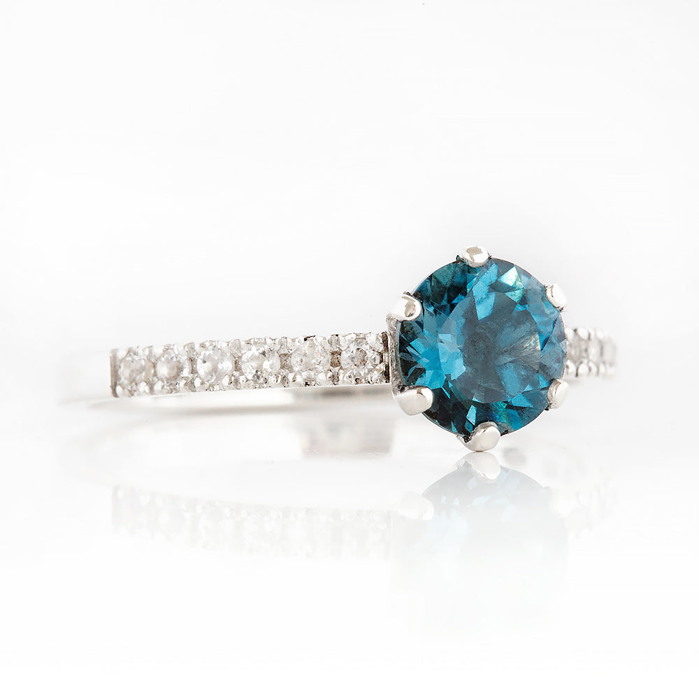 Lydia, London Blue Topaz and Diamond Ring