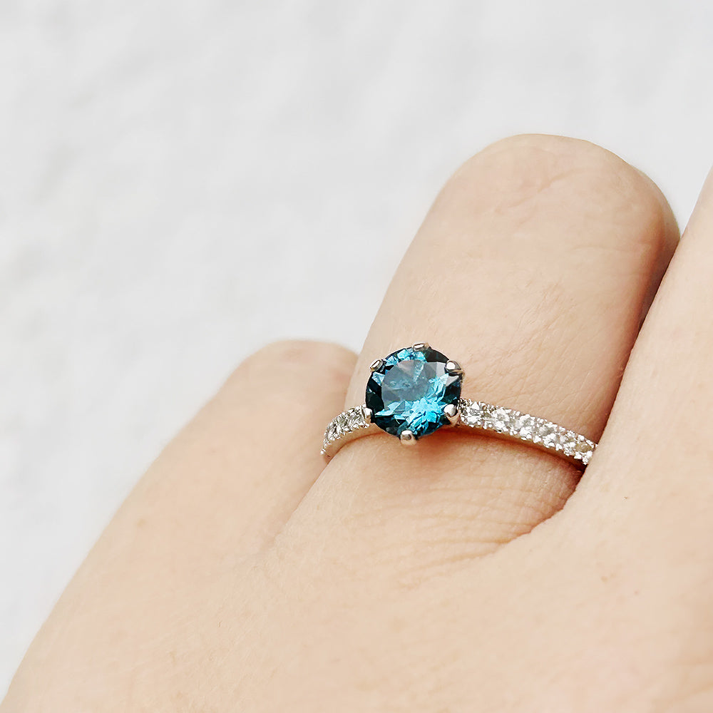 Lydia, London Blue Topaz and Diamond Ring