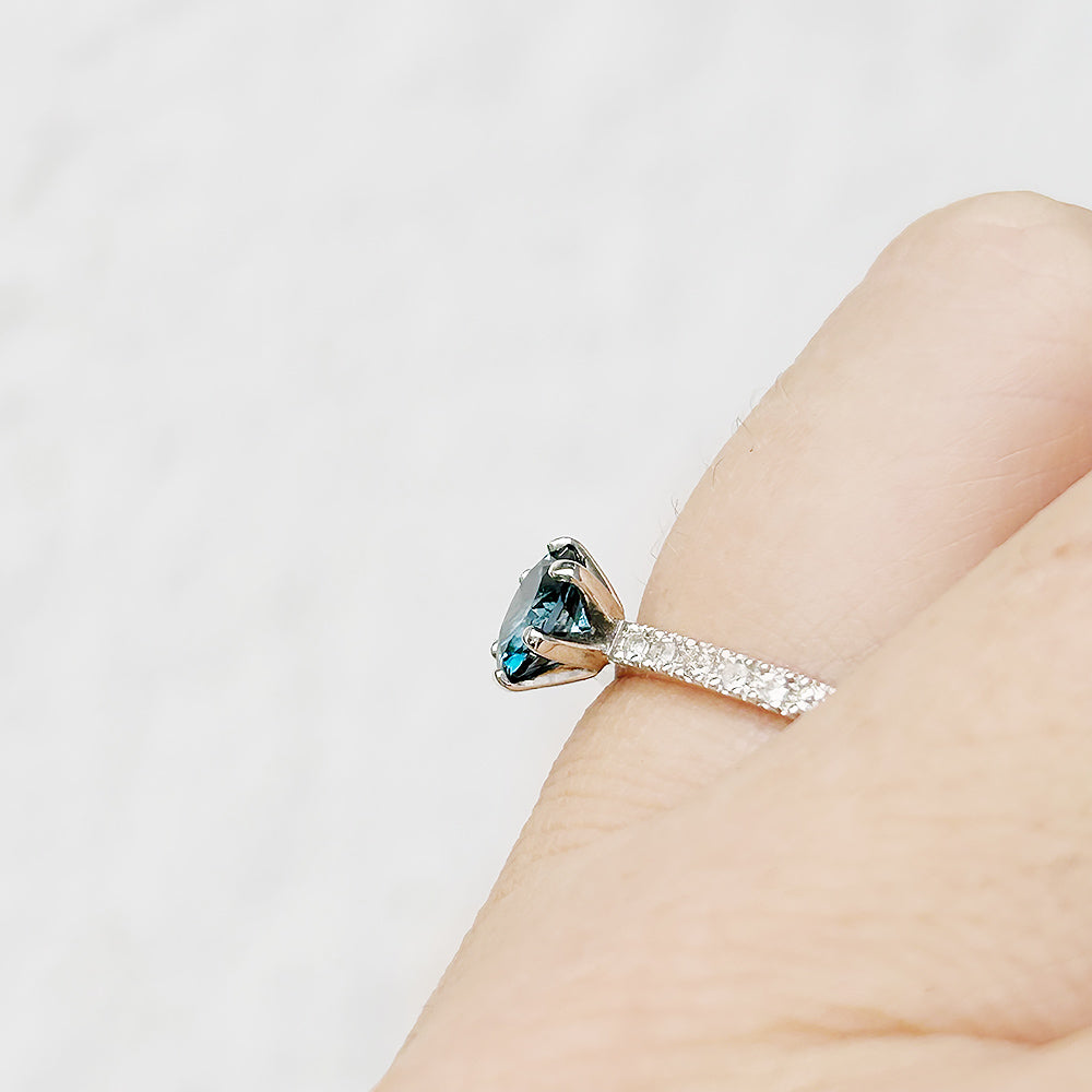 Lydia, London Blue Topaz and Diamond Ring
