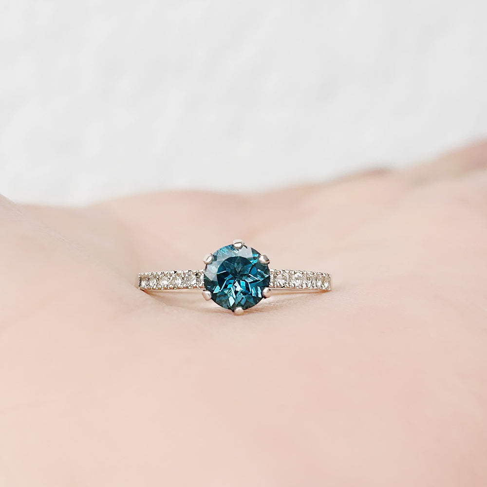 Lydia, London Blue Topaz and Diamond Ring