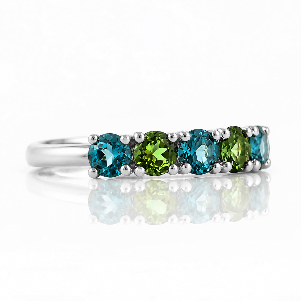 Annie, a London Topaz and Green Tourmaline Ring
