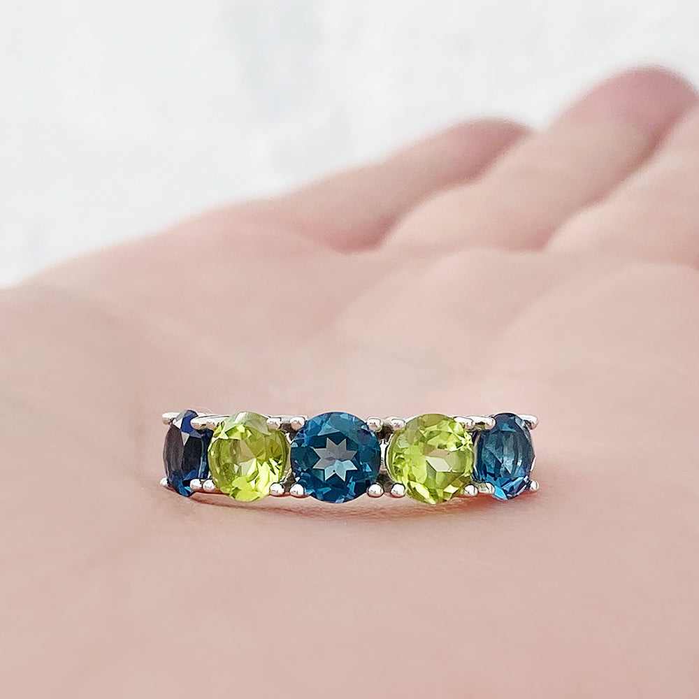 London Blue Topaz and Peridot Ring - 5.5mm