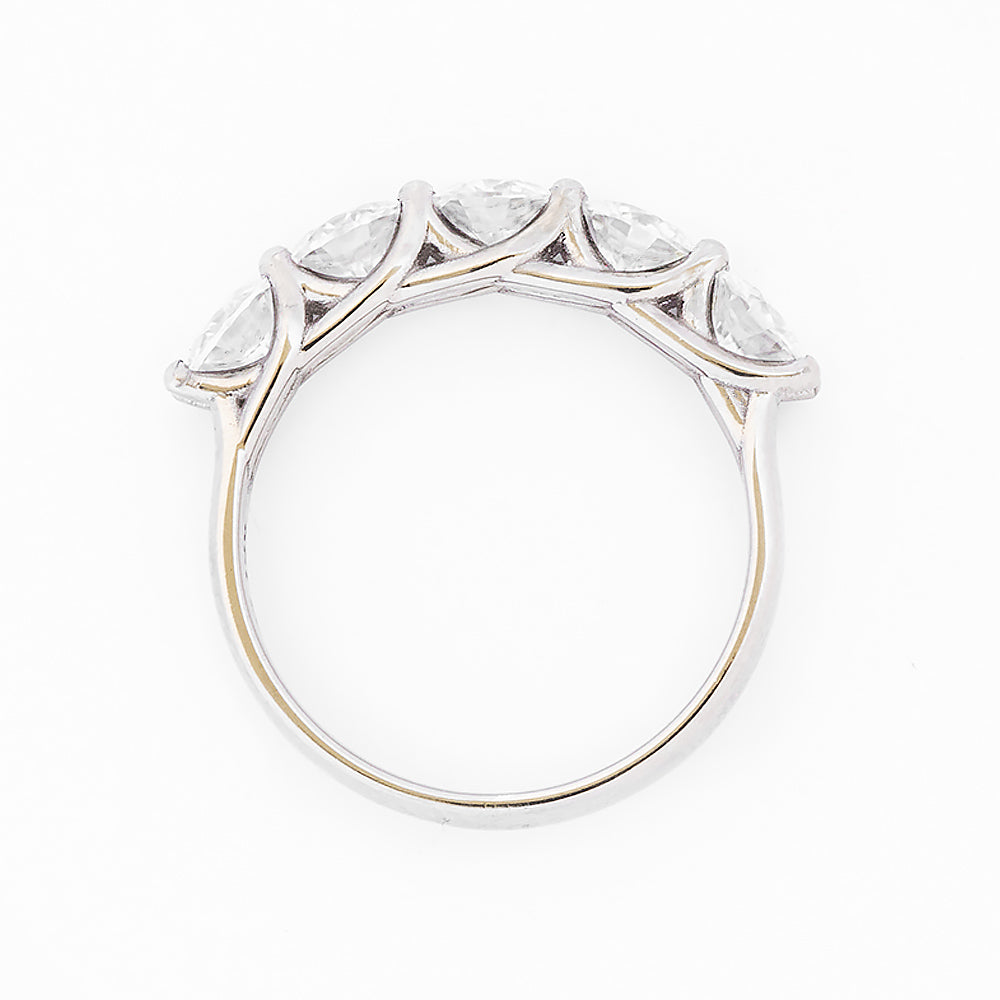 Round cut Moissanite Trellis Style Half Eternity Ring in White Gold - Victoria's Jewellery