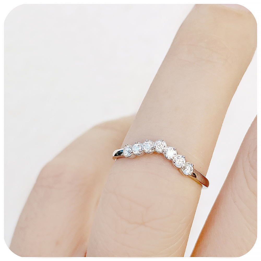 Curved Diamond half eternity Wedding Band Ring in White Gold - Victoria's Jewellery