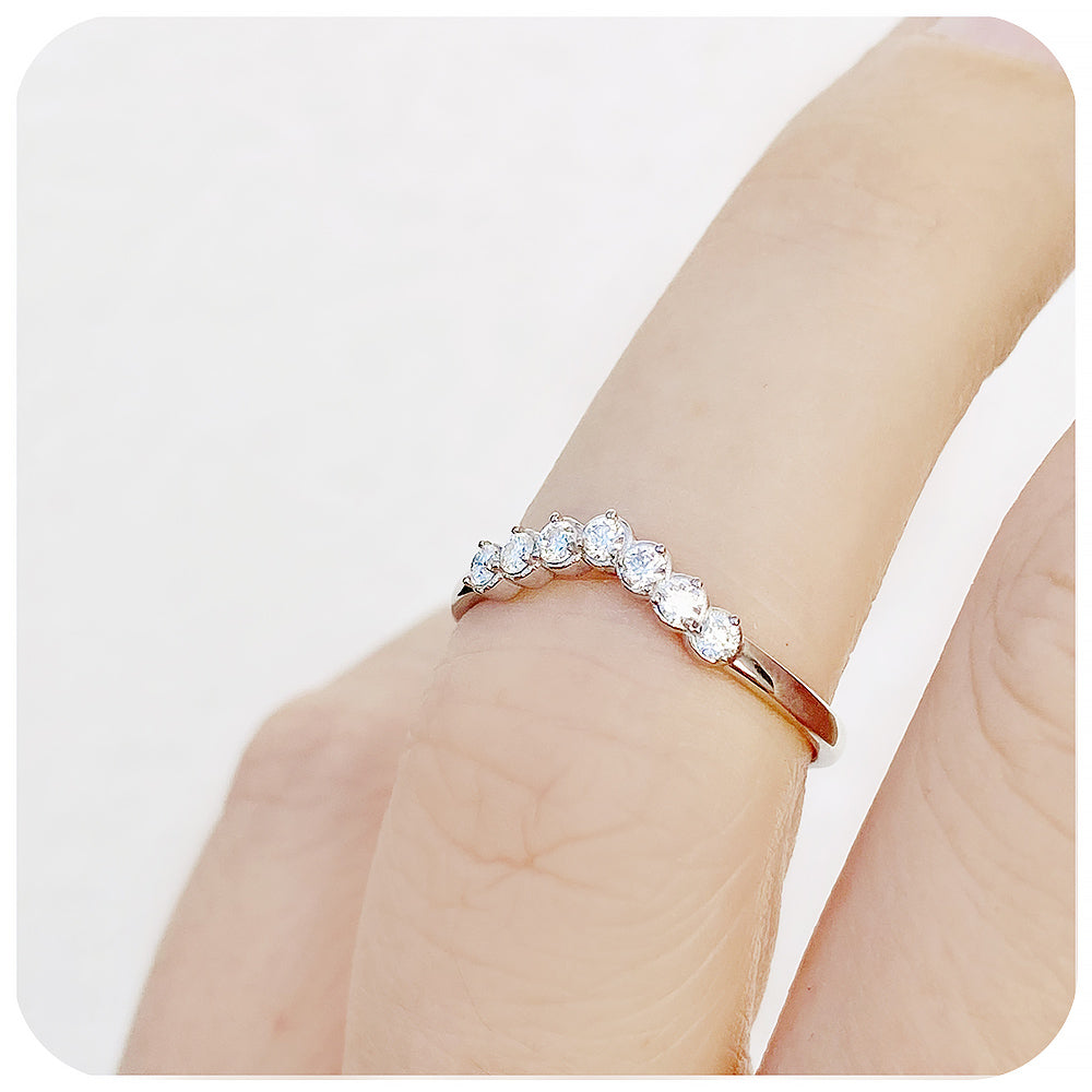 Curved Diamond half eternity Wedding Band Ring in White Gold - Victoria's Jewellery