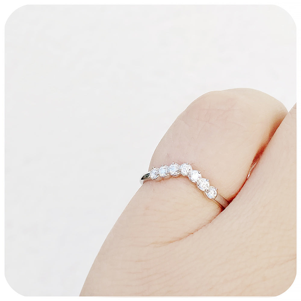 Curved Diamond half eternity Wedding Band Ring in White Gold - Victoria's Jewellery