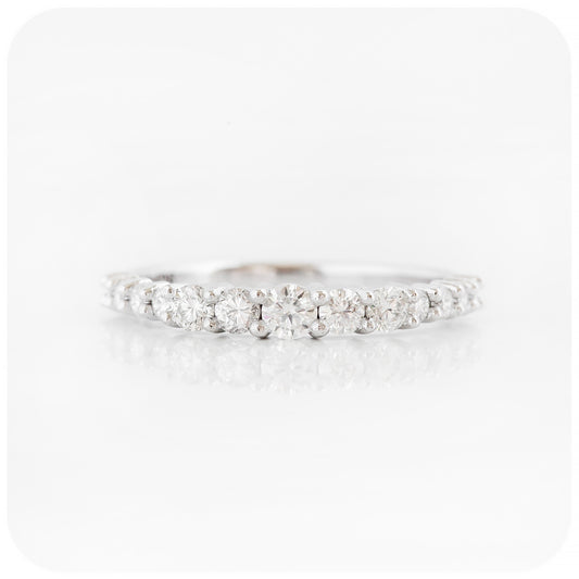 Round Brilliant cut half eternity Wedding band Ring - Victoria's Jewellery