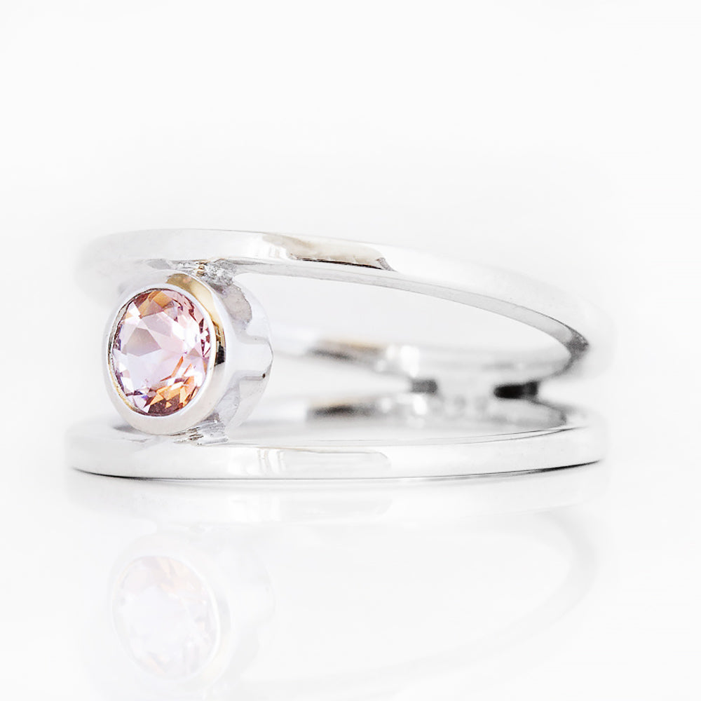 Harper, Round cut Pink Morganite Split Band Ring