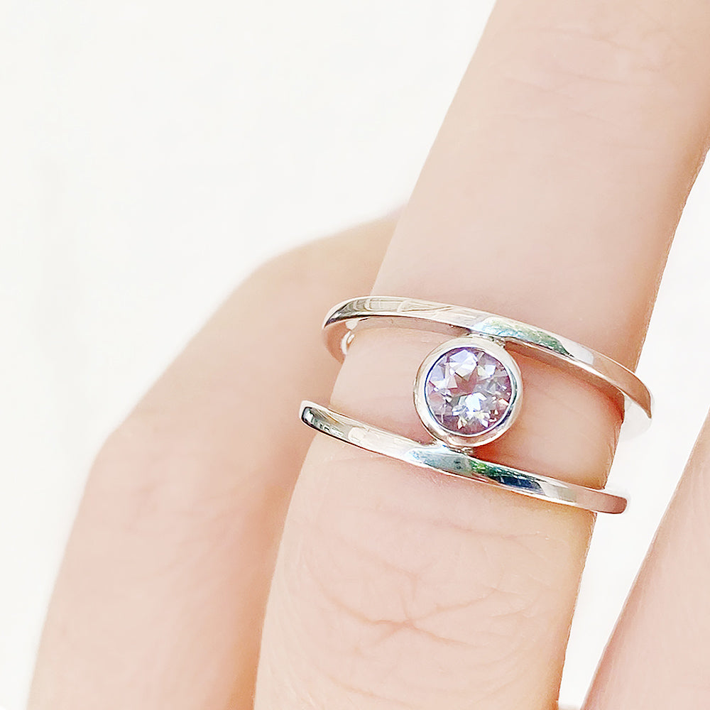 Harper, Round cut Pink Morganite Split Band Ring