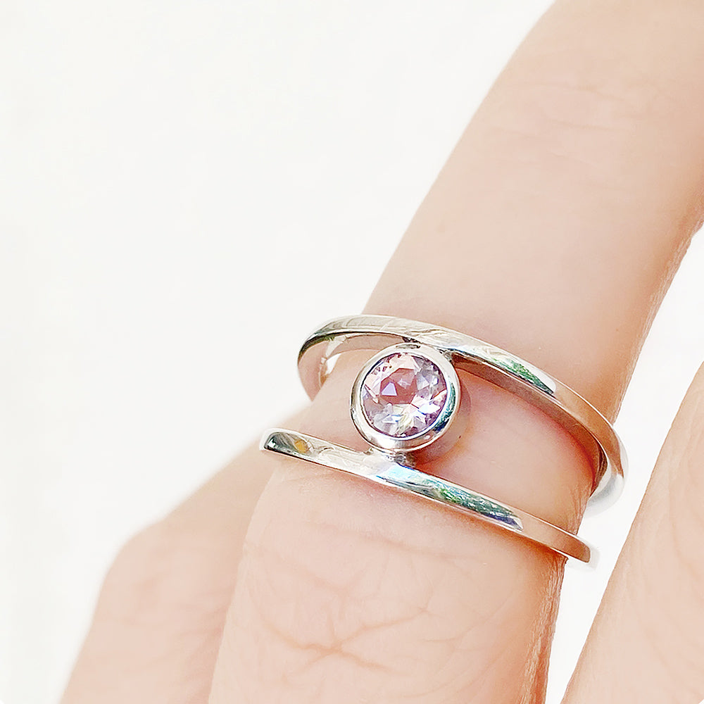 Harper, Round cut Pink Morganite Split Band Ring