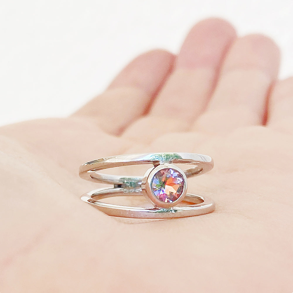 Harper, Round cut Pink Morganite Split Band Ring