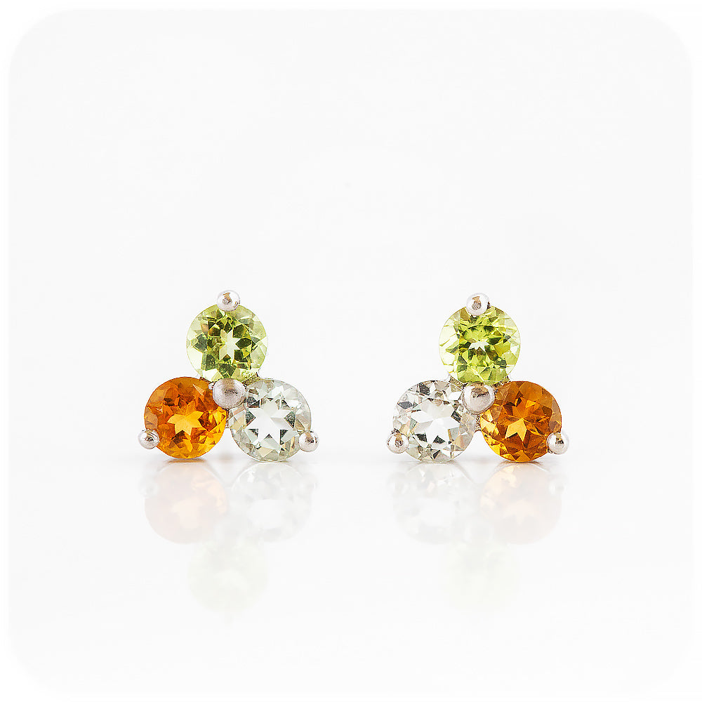 The Trilogy Peridot, Citrine and Prasiolite Stud Earrings