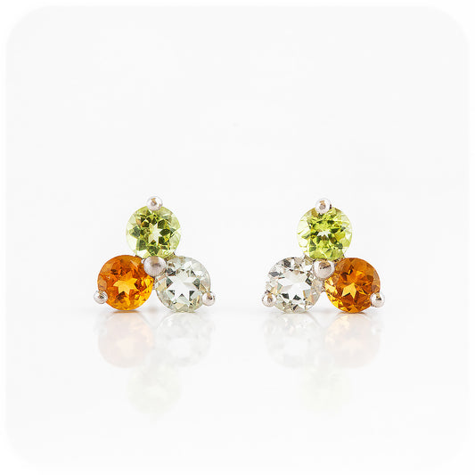 The Trilogy Peridot, Citrine and Prasiolite Stud Earrings