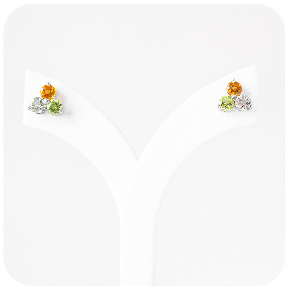 The Trilogy Peridot, Citrine and Prasiolite Stud Earrings