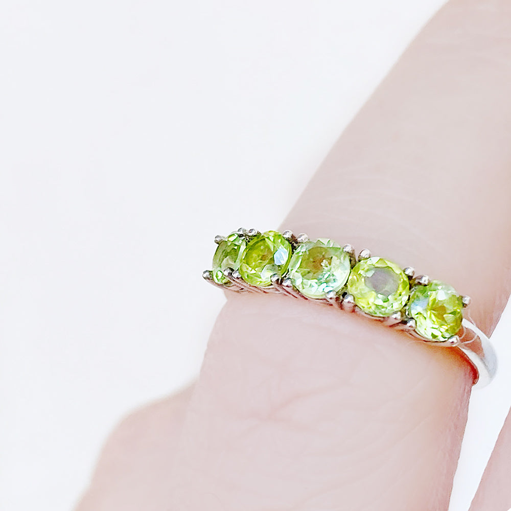 Round cut Peridot half eternity August Anniversary Ring - Victoria's Jewellery