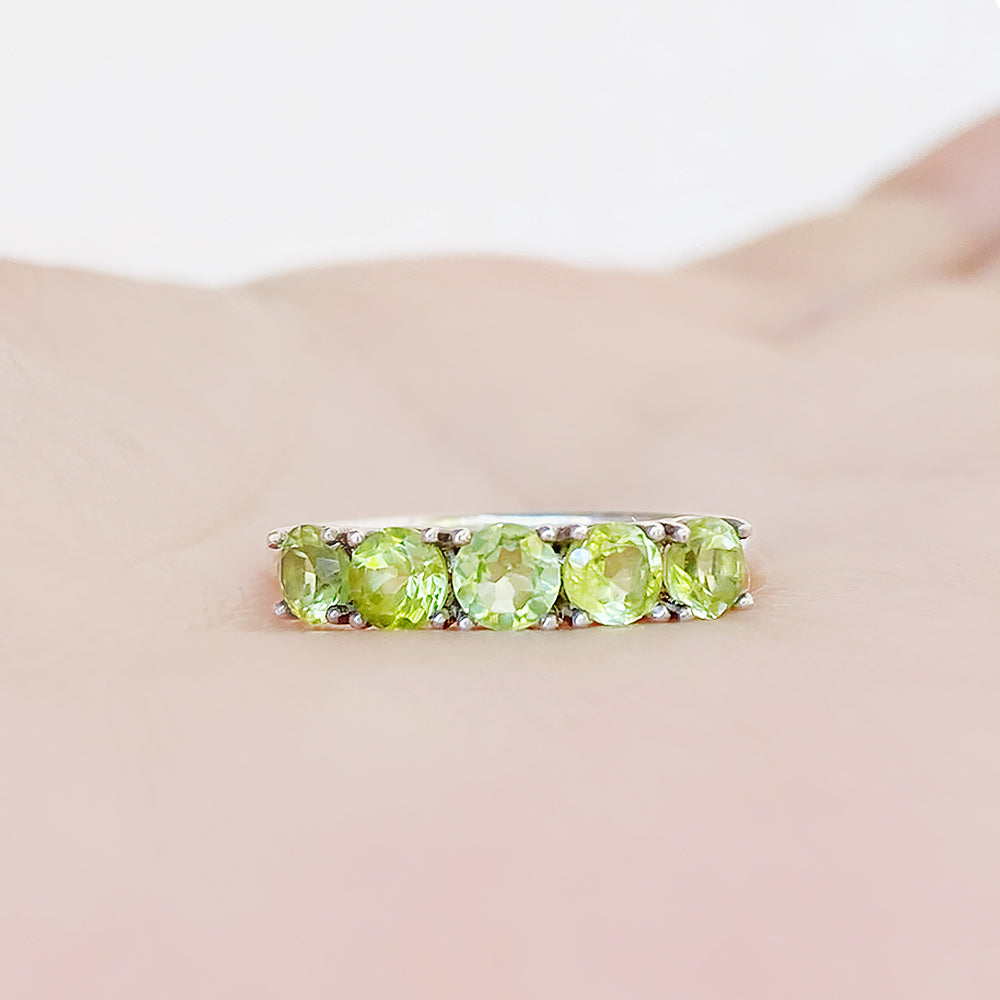 Round cut Peridot half eternity August Anniversary Ring - Victoria's Jewellery