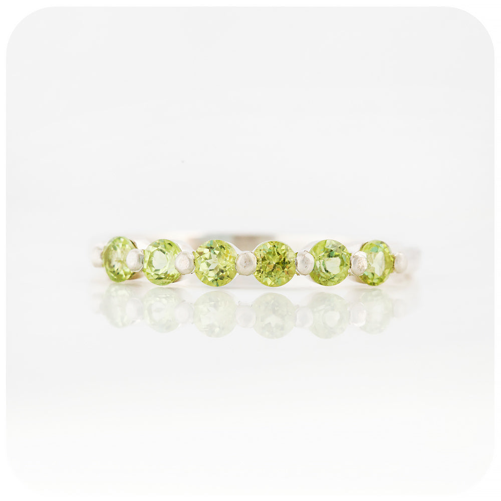 Round cut Peridot Half Eternity Stack Ring - Victoria's Jewellery