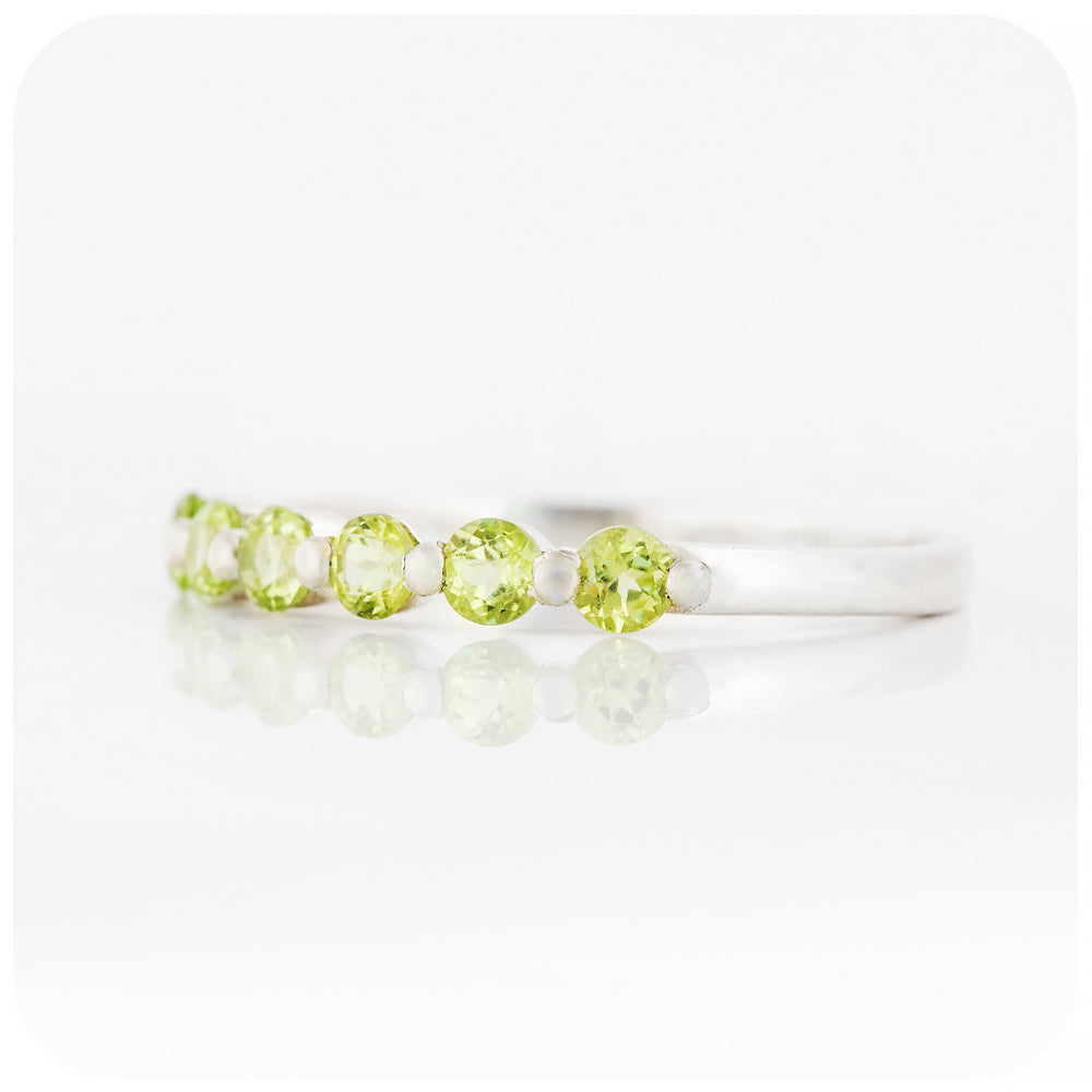 Round cut Peridot Half Eternity Stack Ring - Victoria's Jewellery