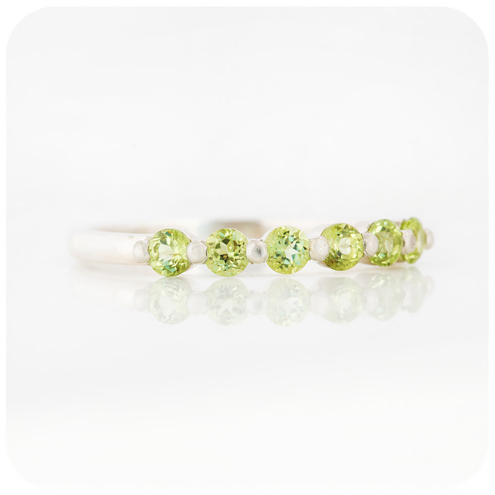 Round cut Peridot Half Eternity Stack Ring - Victoria's Jewellery