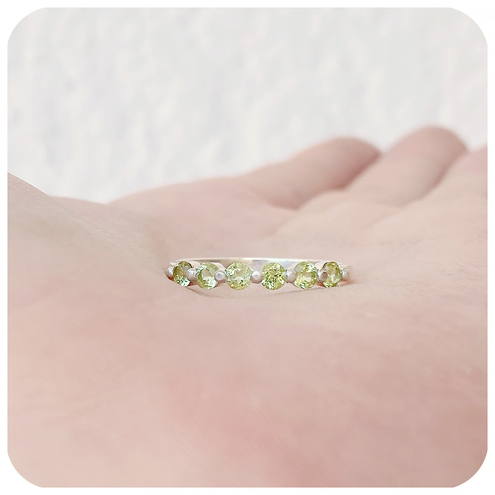 Round cut Peridot Half Eternity Stack Ring - Victoria's Jewellery