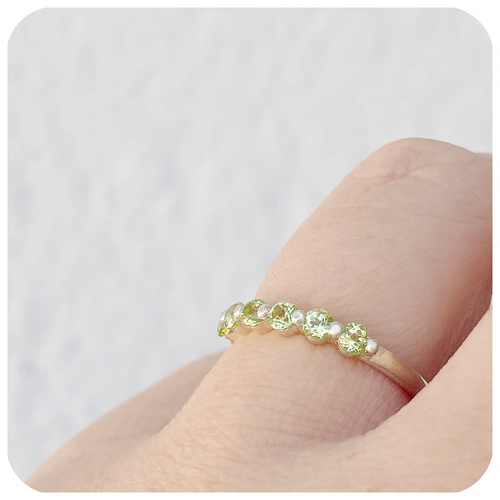 Round cut Peridot Half Eternity Stack Ring - Victoria's Jewellery