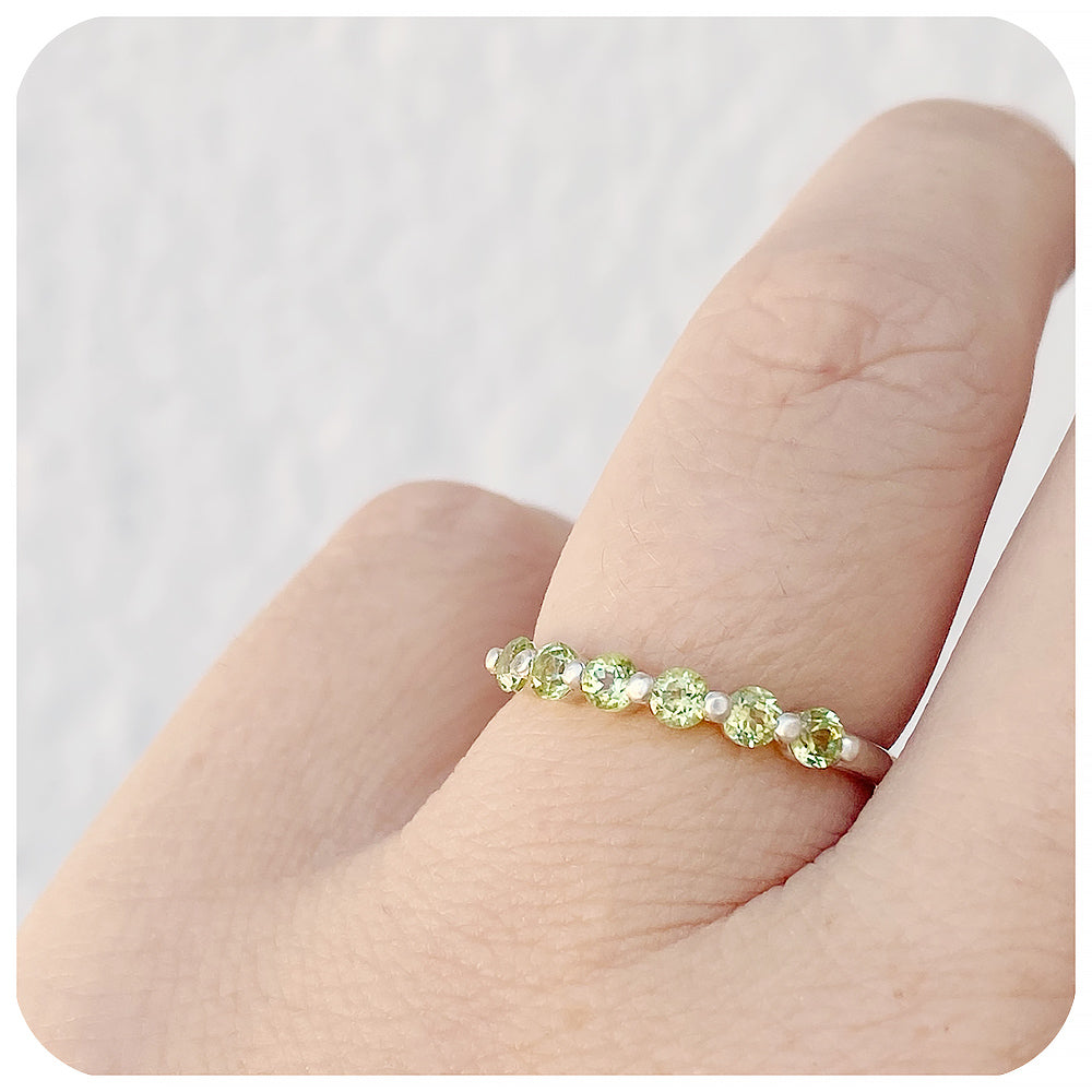 Round cut Peridot Half Eternity Stack Ring - Victoria's Jewellery