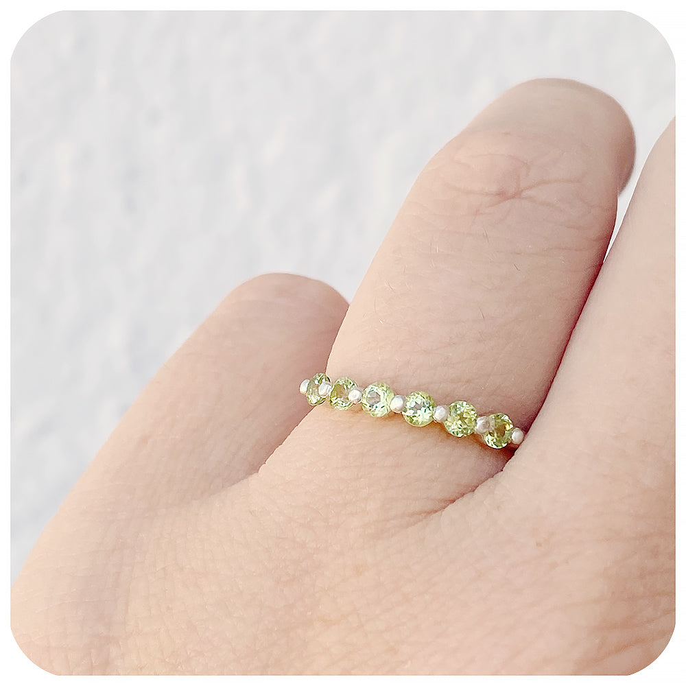 Round cut Peridot Half Eternity Stack Ring - Victoria's Jewellery