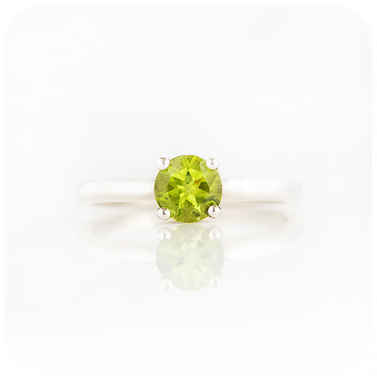 Round cut Peridot Solitaire Four Claw Ring - Victoria's Jewellery