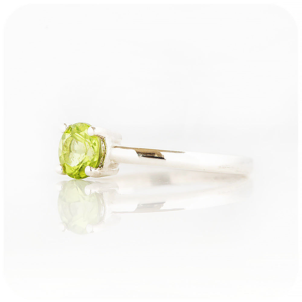 Round cut Peridot Solitaire Four Claw Ring - Victoria's Jewellery