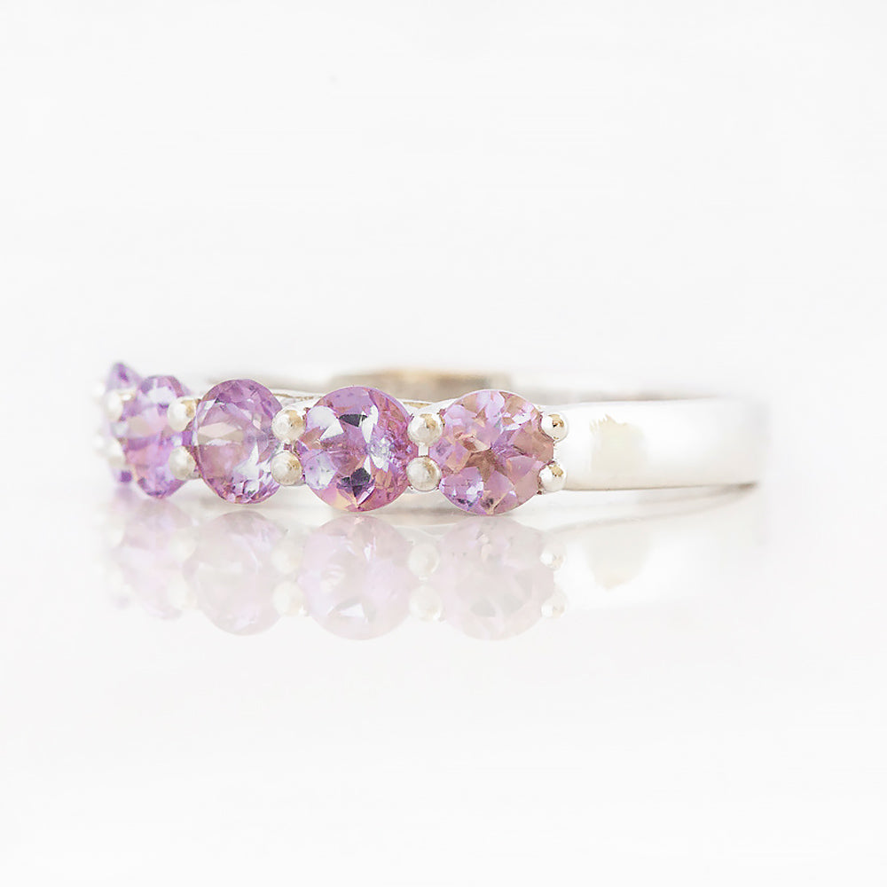 Danelle, a Pink Amethyst Half Eternity Trellis Ring