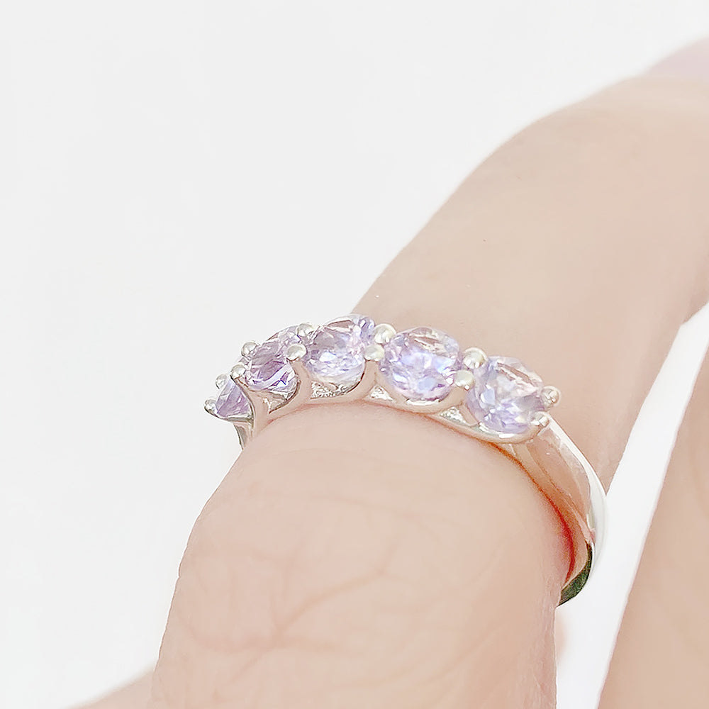 Danelle, a Pink Amethyst Half Eternity Trellis Ring