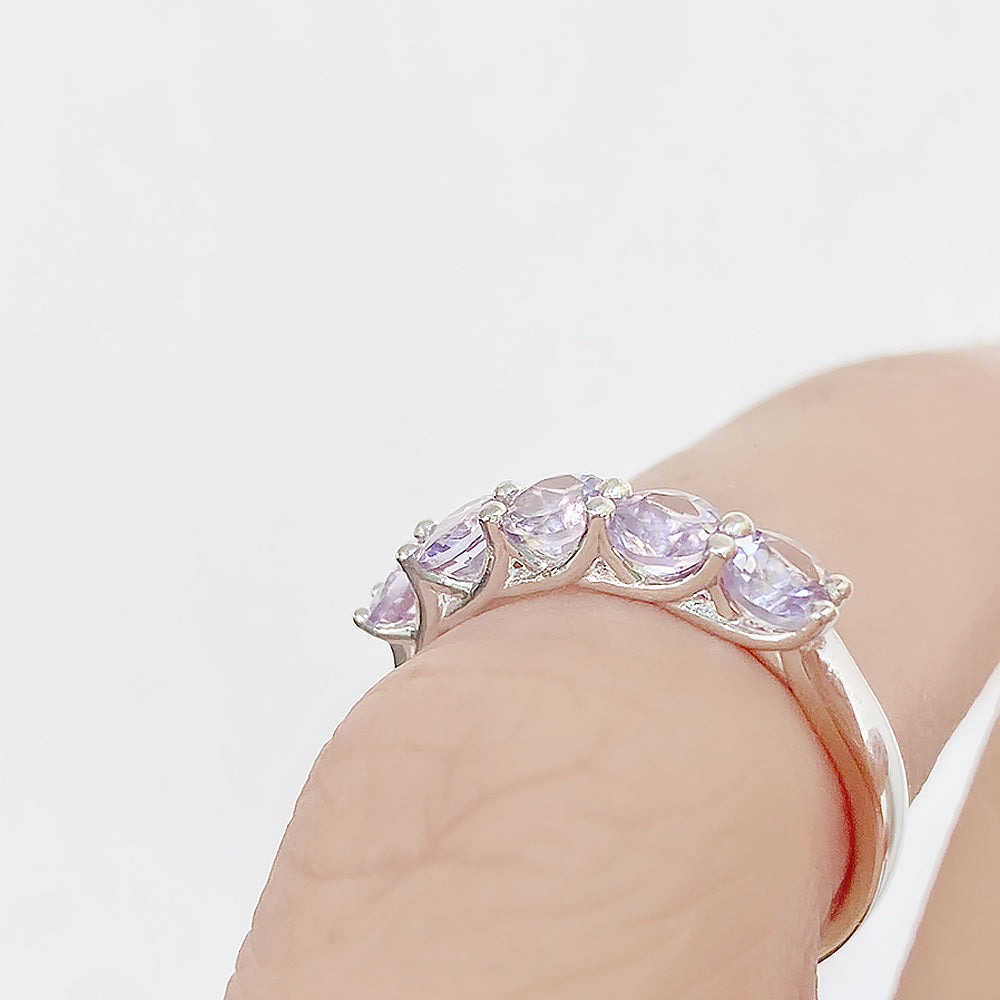 Danelle, a Pink Amethyst Half Eternity Trellis Ring