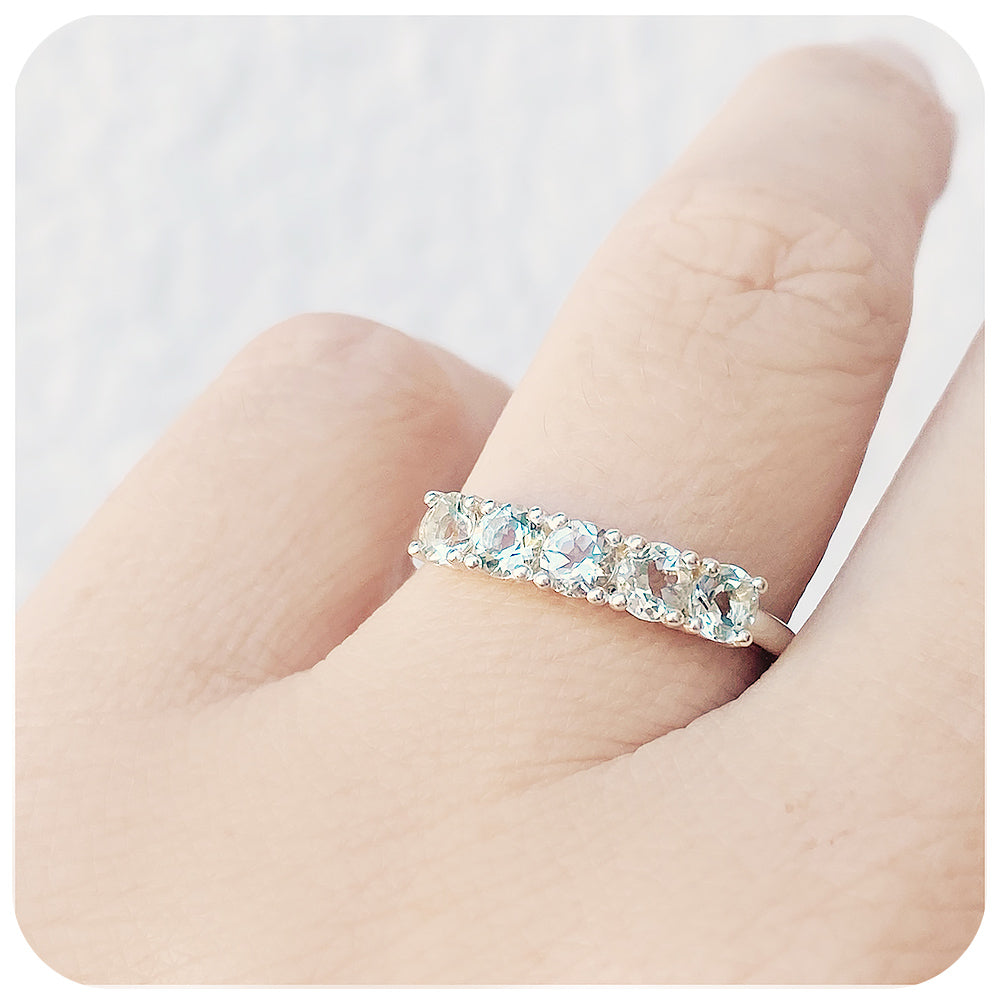 Annie, a Prasiolite Half Eternity Ring