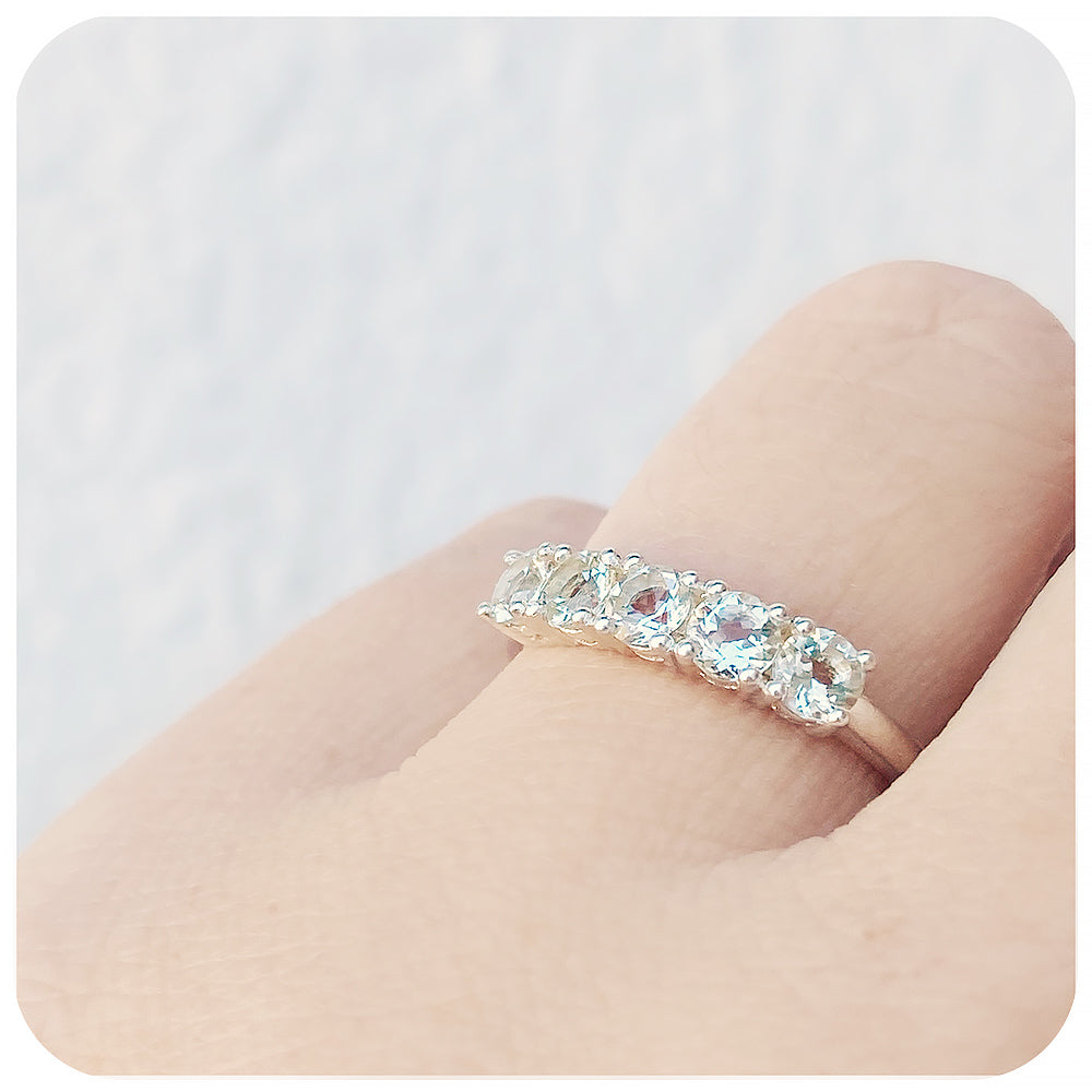 Annie, a Prasiolite Half Eternity Ring