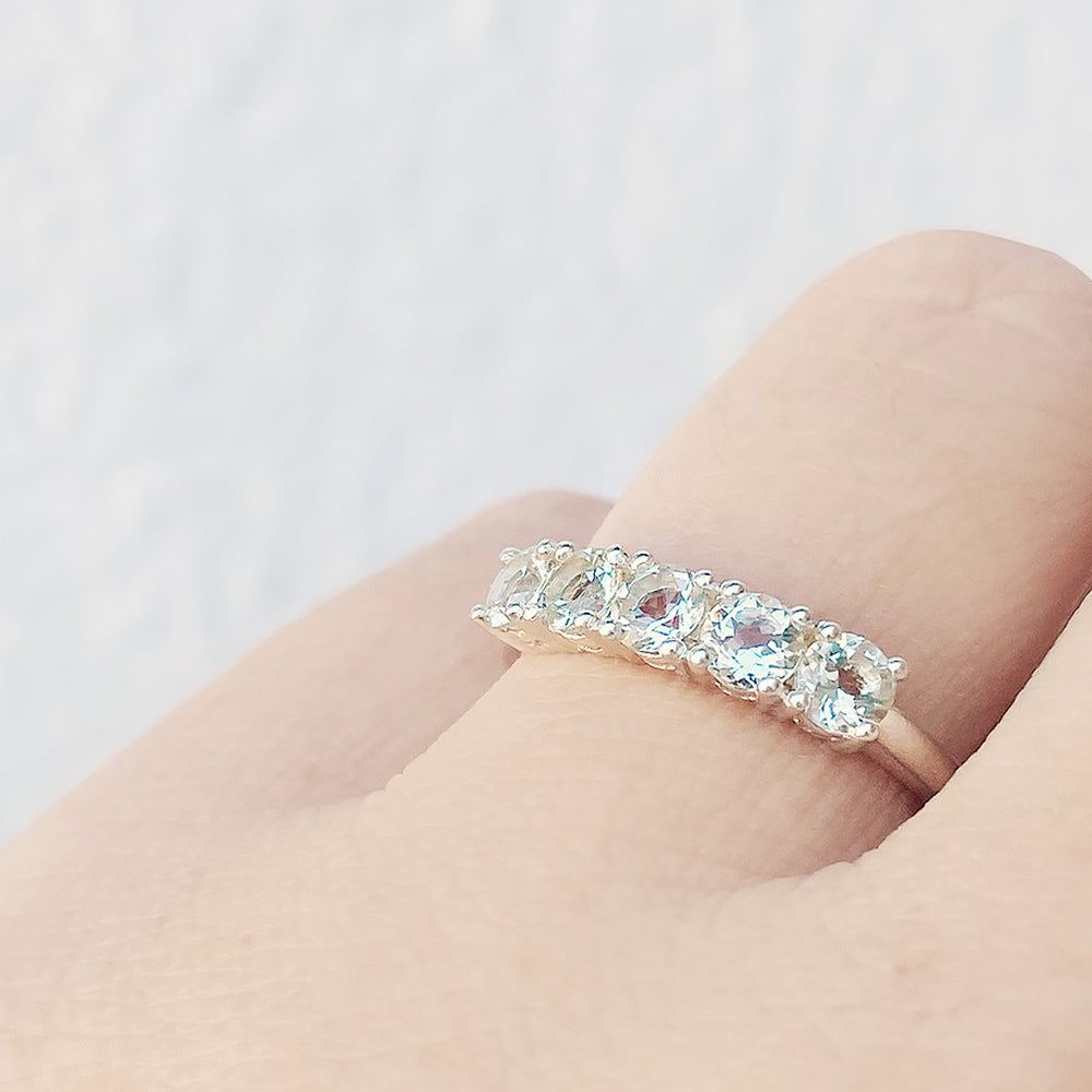 Round cut Prasiolite half eternity ring - Victoria's Jewellery