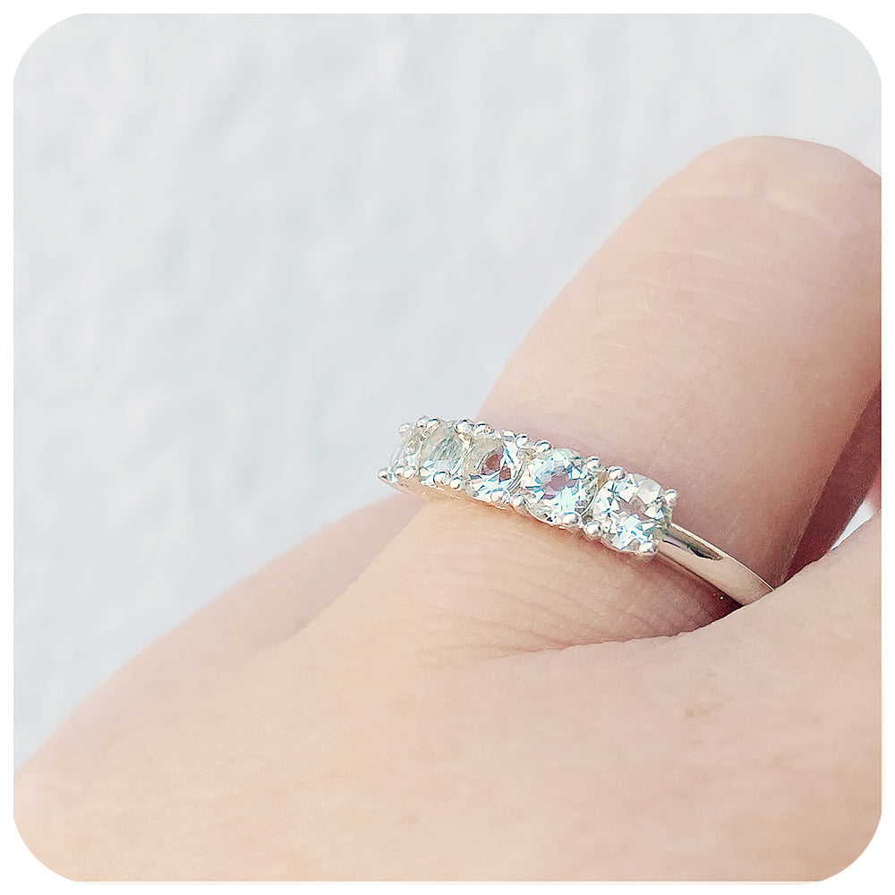 Annie, a Prasiolite Half Eternity Ring