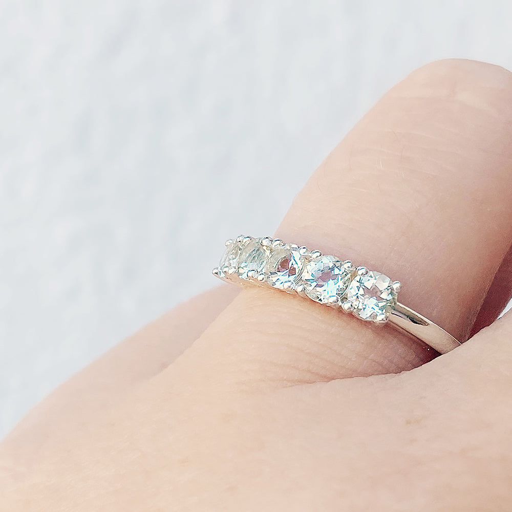 Round cut Prasiolite half eternity ring - Victoria's Jewellery