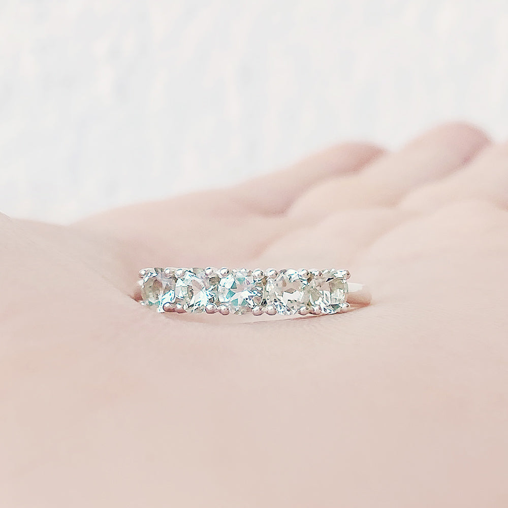 Round cut Prasiolite half eternity ring - Victoria's Jewellery