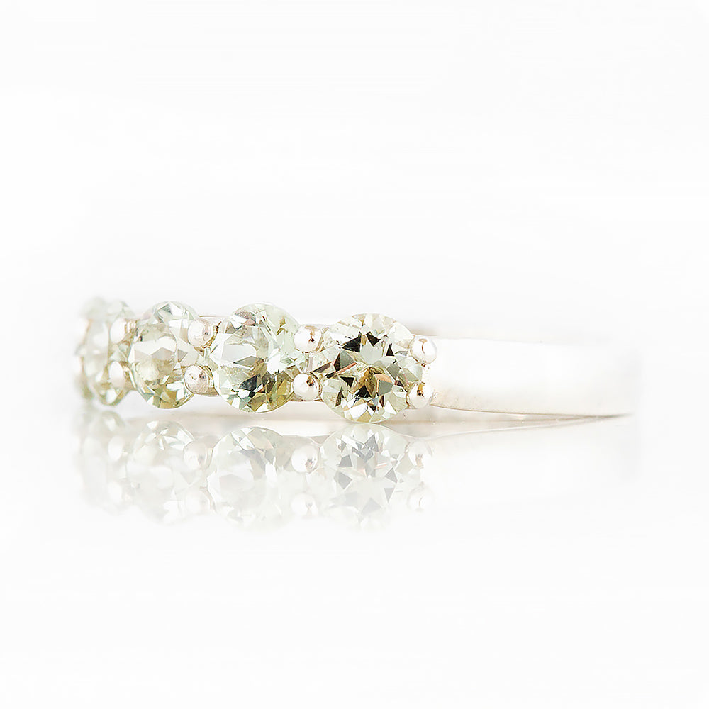Danelle, a Prasiolite Half Eternity Trellis Ring
