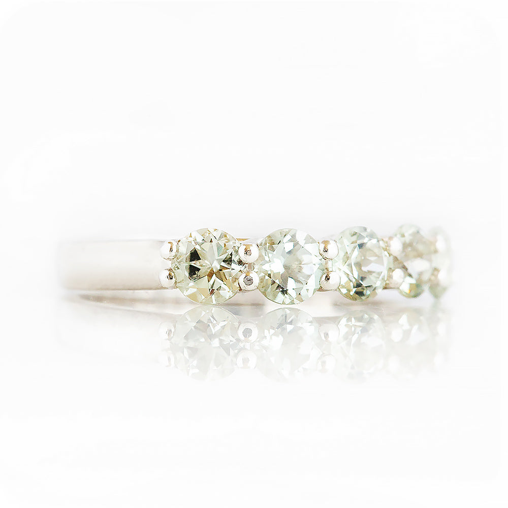 Danelle, a Prasiolite Half Eternity Trellis Ring