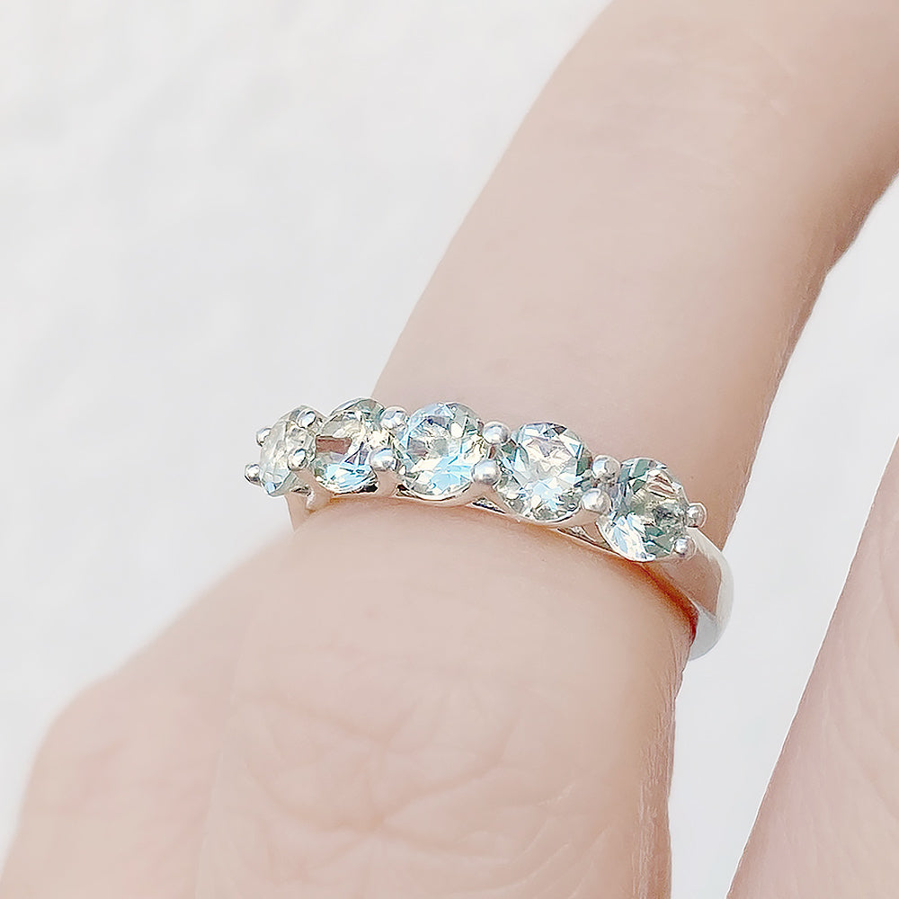 Danelle, a Prasiolite Half Eternity Trellis Ring