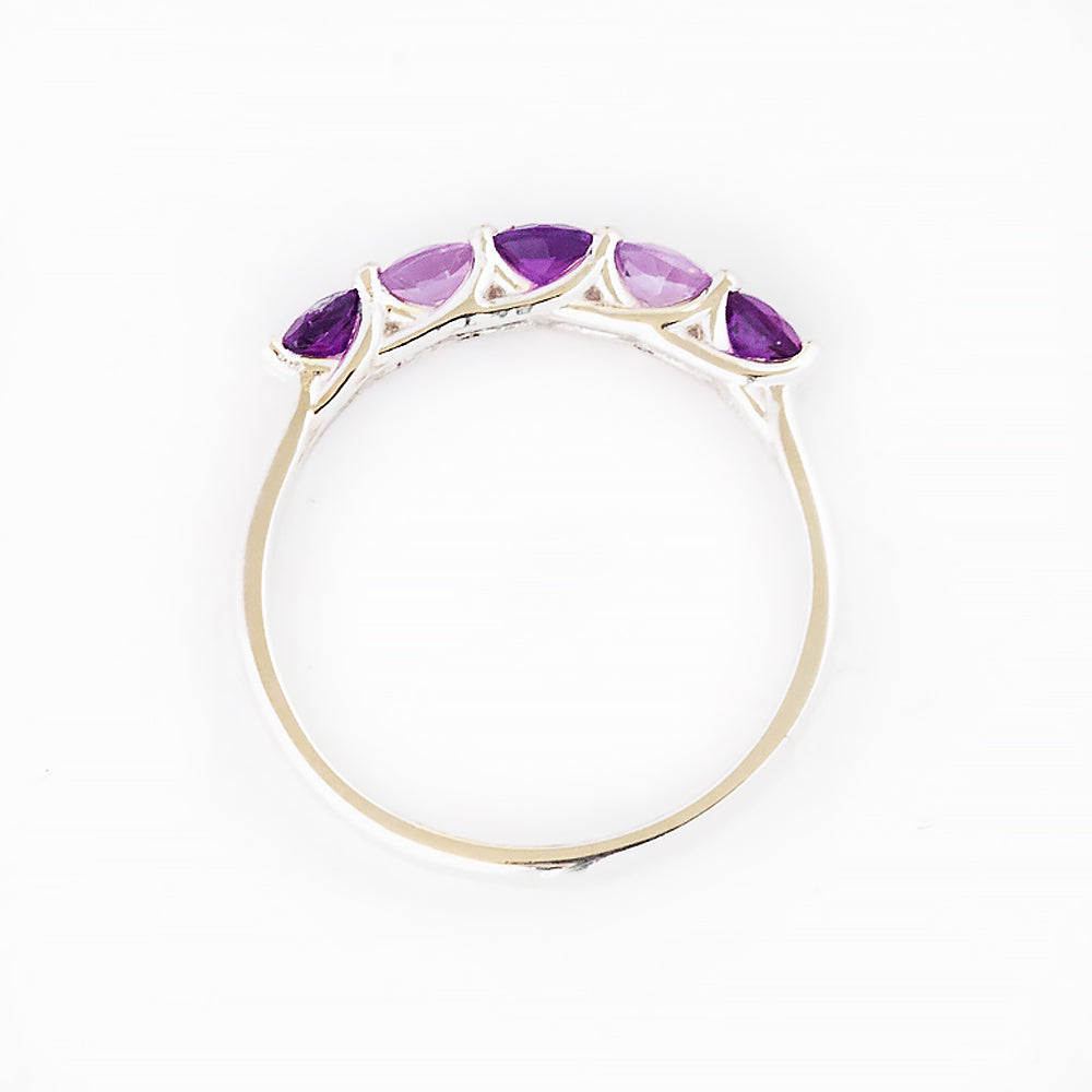 Danelle, a Purple and Pink Amethyst Half Eternity Trellis Ring