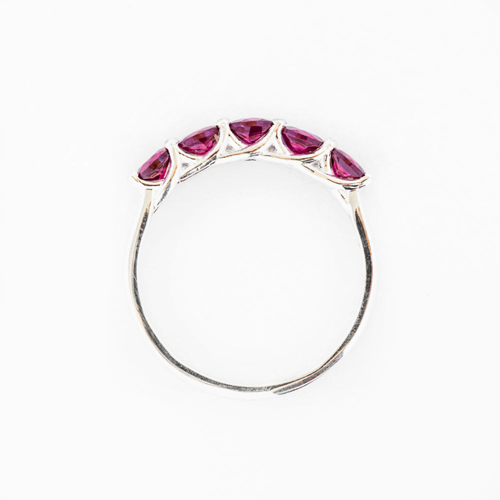 Round cut Rhodolite Half Eternity Ring in White Gold - Victoria's Jewellery
