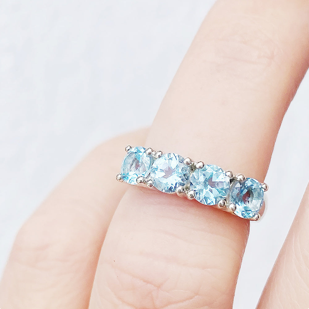Sky Blue Topaz Half Eternity Ring in White Gold - Victoria's Jewellery