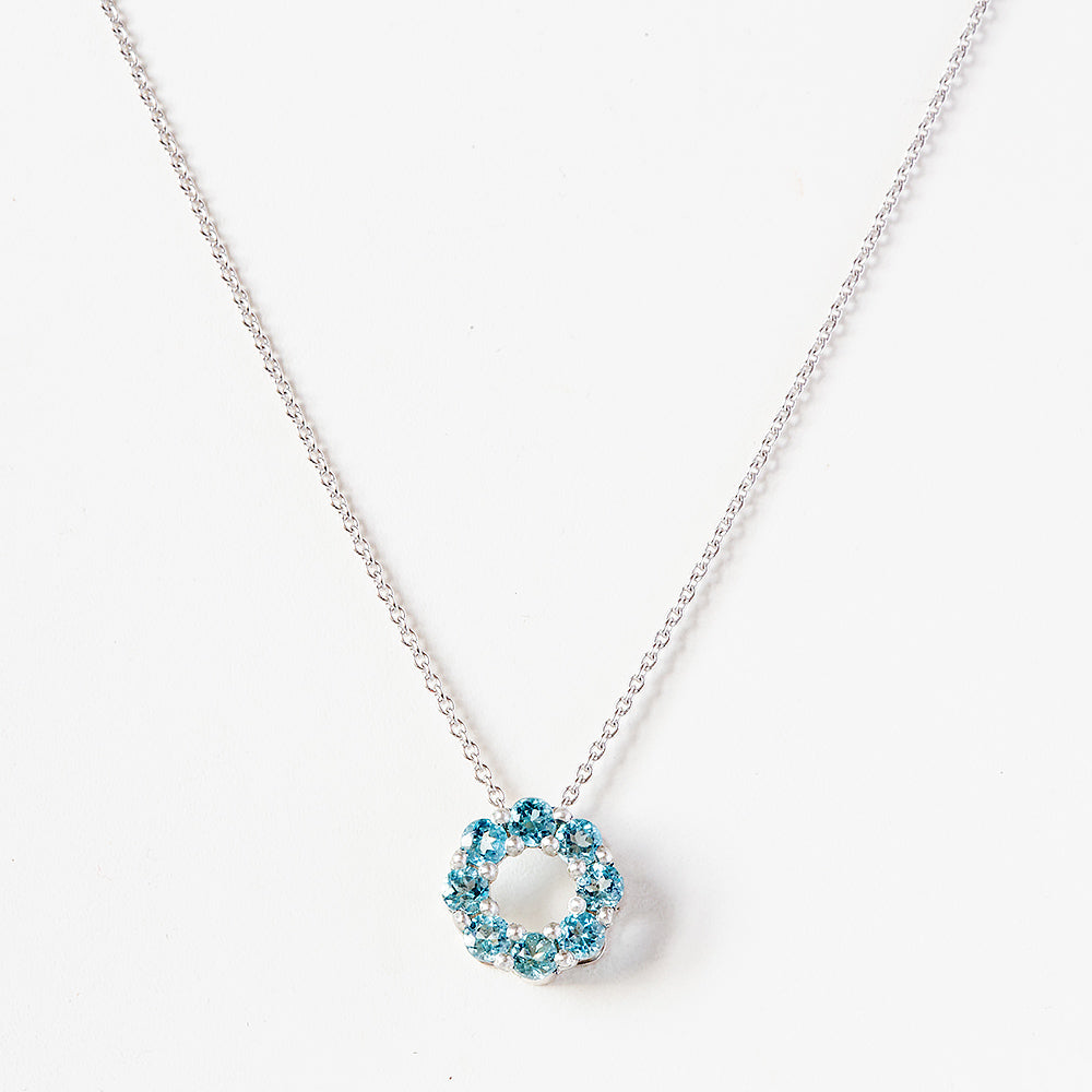 Circle of Life Necklace - Swiss Blue Topaz